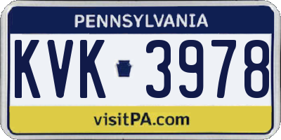 PA license plate KVK3978