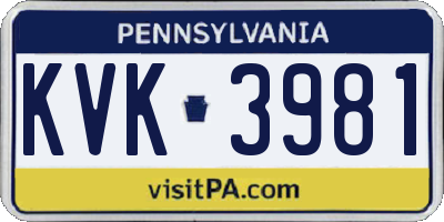 PA license plate KVK3981