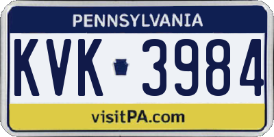 PA license plate KVK3984