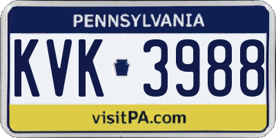 PA license plate KVK3988