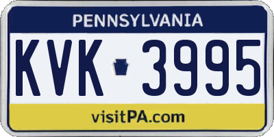 PA license plate KVK3995