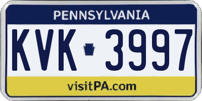 PA license plate KVK3997