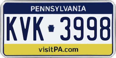 PA license plate KVK3998