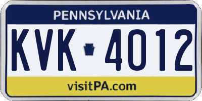PA license plate KVK4012