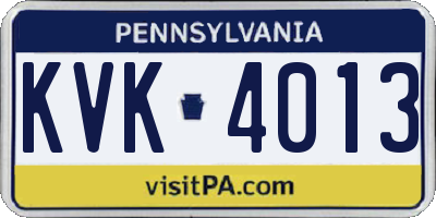 PA license plate KVK4013