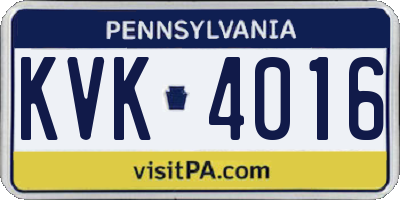 PA license plate KVK4016