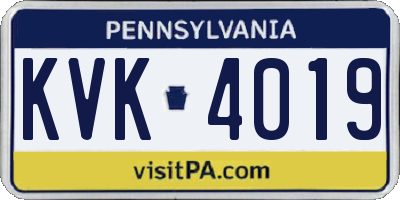 PA license plate KVK4019