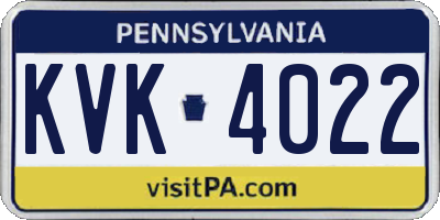 PA license plate KVK4022