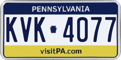 PA license plate KVK4077