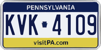 PA license plate KVK4109