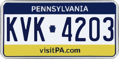 PA license plate KVK4203