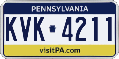 PA license plate KVK4211