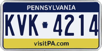 PA license plate KVK4214