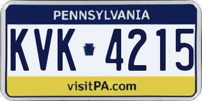 PA license plate KVK4215