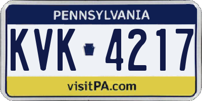 PA license plate KVK4217