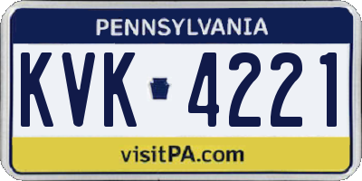 PA license plate KVK4221