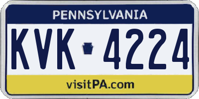 PA license plate KVK4224