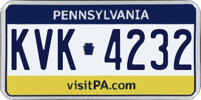 PA license plate KVK4232
