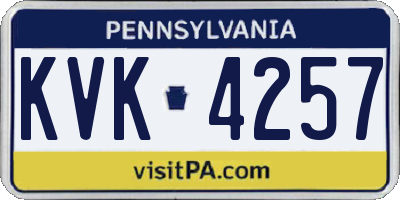 PA license plate KVK4257