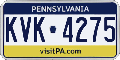 PA license plate KVK4275