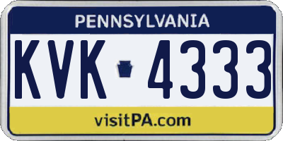 PA license plate KVK4333