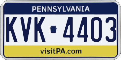 PA license plate KVK4403