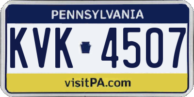 PA license plate KVK4507