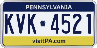 PA license plate KVK4521