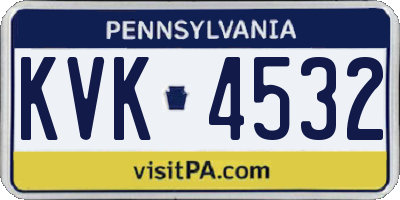 PA license plate KVK4532