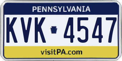 PA license plate KVK4547