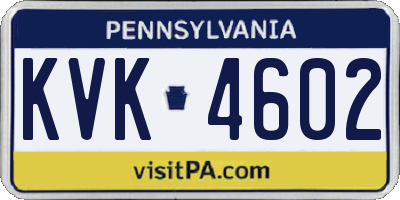 PA license plate KVK4602