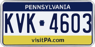 PA license plate KVK4603