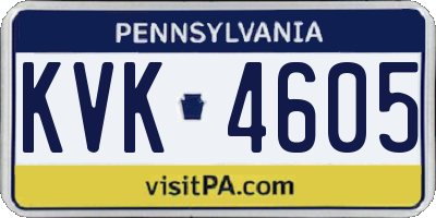 PA license plate KVK4605