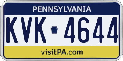 PA license plate KVK4644