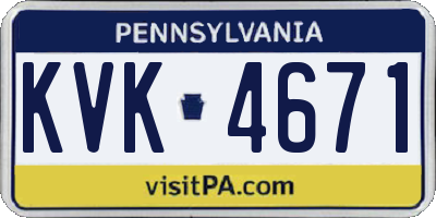 PA license plate KVK4671