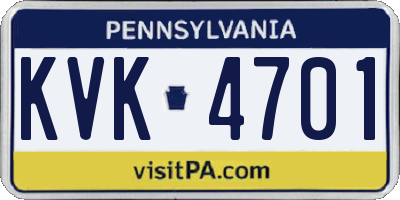 PA license plate KVK4701
