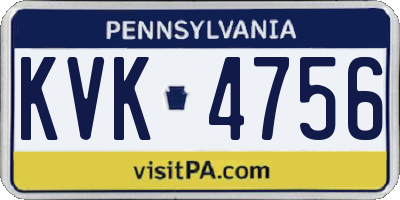 PA license plate KVK4756