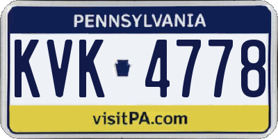 PA license plate KVK4778