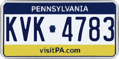 PA license plate KVK4783