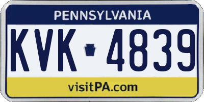 PA license plate KVK4839