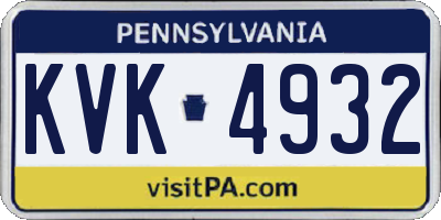 PA license plate KVK4932