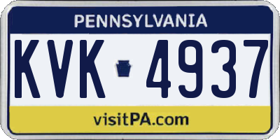 PA license plate KVK4937