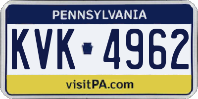 PA license plate KVK4962