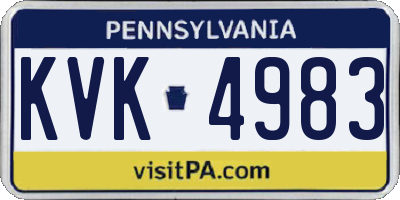 PA license plate KVK4983