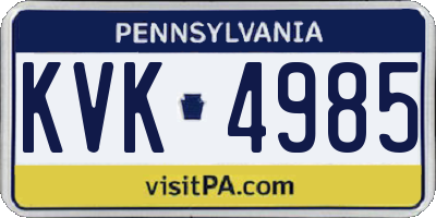 PA license plate KVK4985