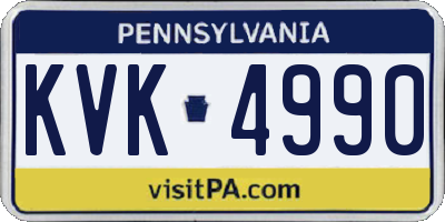 PA license plate KVK4990