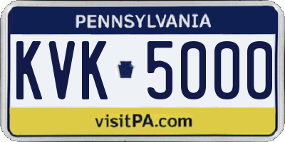 PA license plate KVK5000