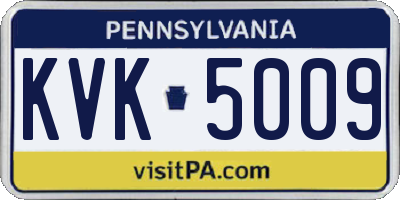 PA license plate KVK5009