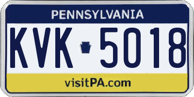 PA license plate KVK5018