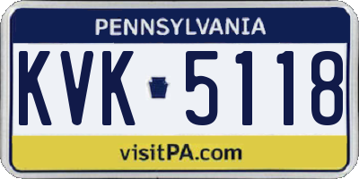 PA license plate KVK5118
